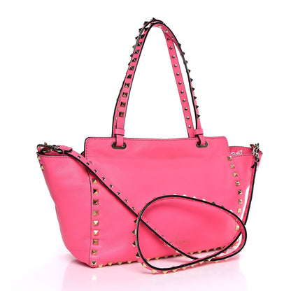 Valentino Garavani Vitello Small Rockstud Tote Fuxia Fluo 4 of 11