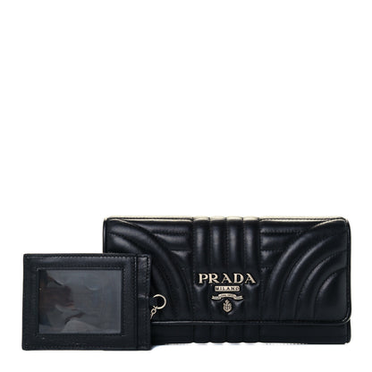 Prada Soft Calfskin Diagramme Continental Wallet Black 1 of 10