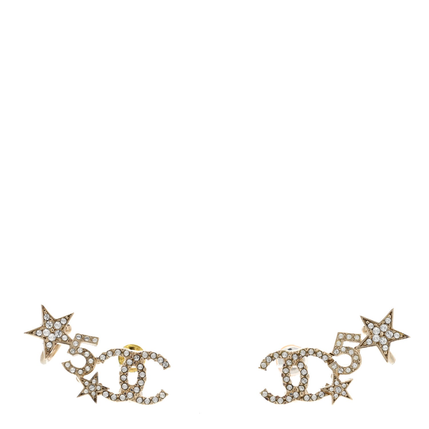 Chanel Crystal Star 5 CC Earrings Gold 1 of 4