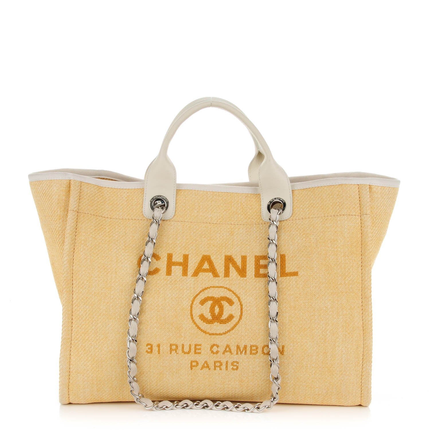 Chanel Woven Straw Raffia Large Deauville Tote Yellow 1 of 8
