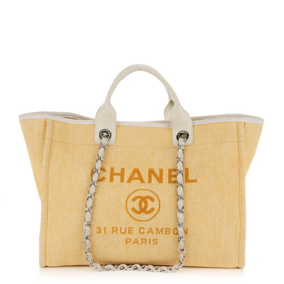 Chanel Woven Straw Raffia Large Deauville Tote Yellow 1 of 8