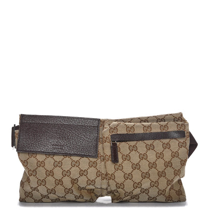 Gucci GG Monogram Double Pocket Belt Bag Dark Brown 1 of 7