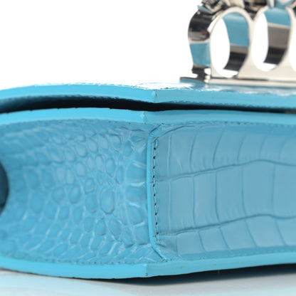 Alexander McQueen Calfskin Crocodile Embossed Knuckle Shoulder Bag Cerulean 9 of 10
