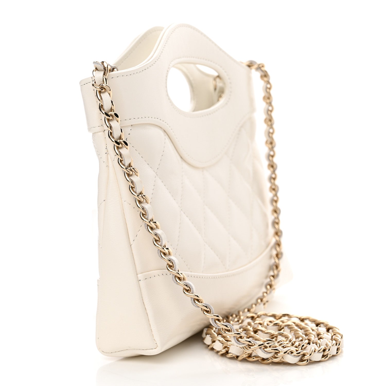 Chanel Shiny Crumpled Calfskin Quilted Nano 31 Shopping Bag White 3 of 11