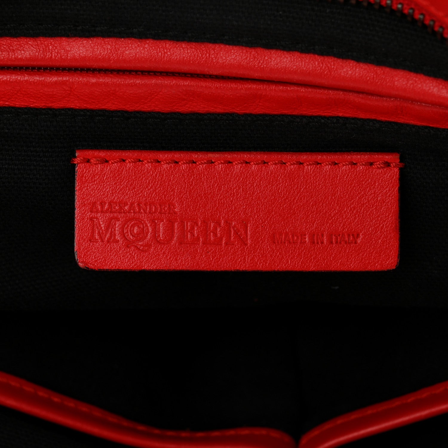 Alexander McQueen Calfskin Small Studded Padlock Zip Around Tote Red 6 of 14