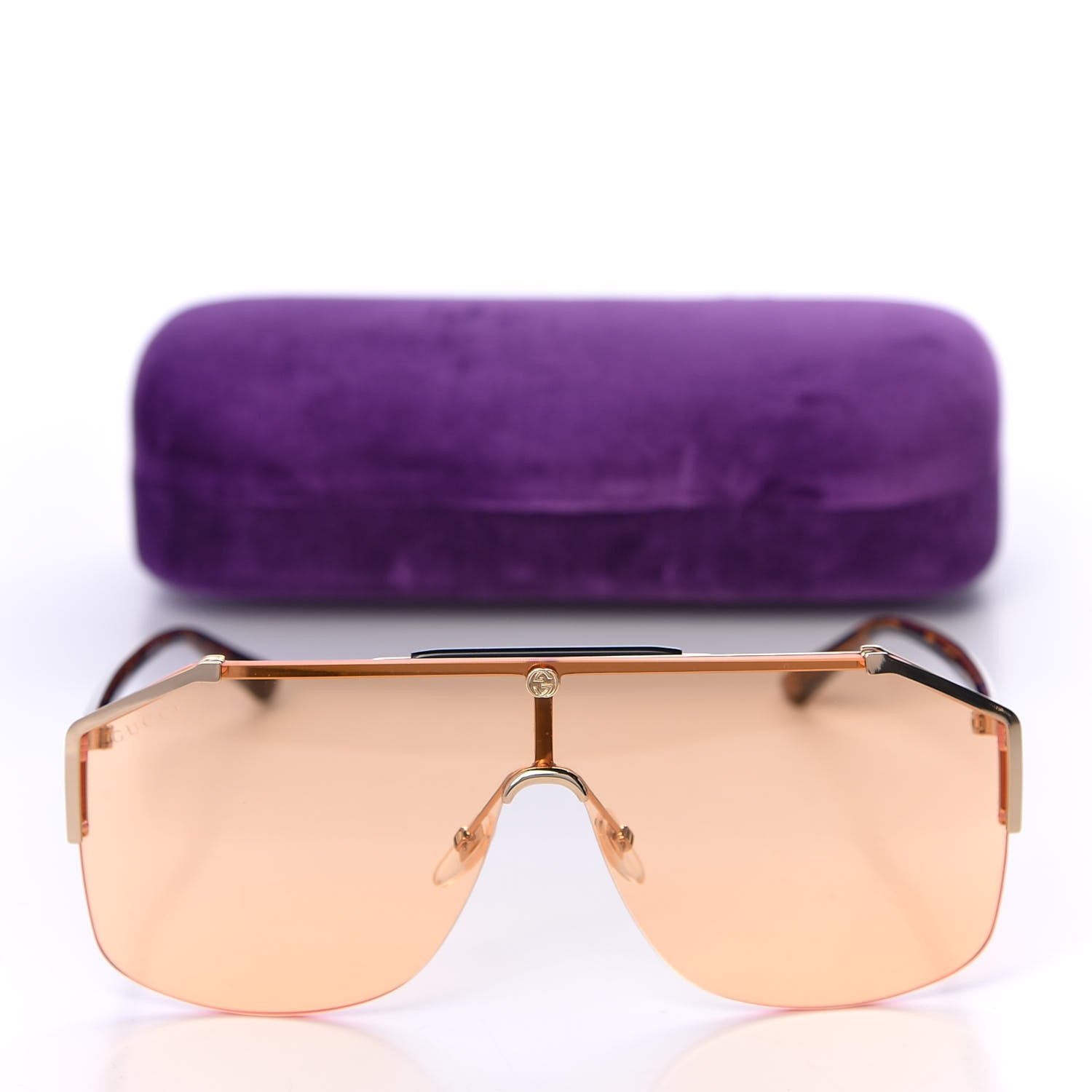 Gucci Metal Rimless Square Sunglasses GG0291S Ambar Gold 8 of 8
