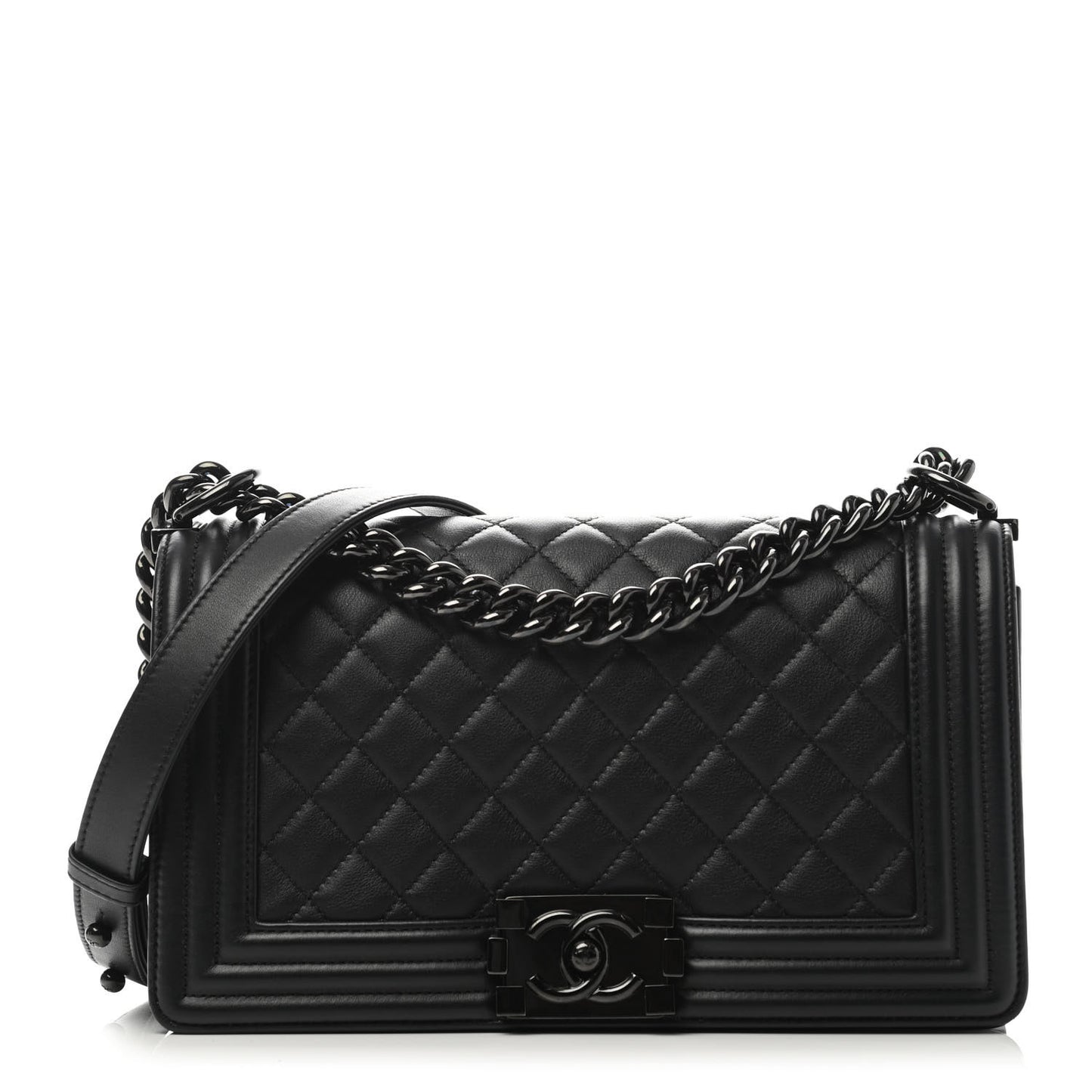 Calfskin Quilted Medium Boy Flap So Black