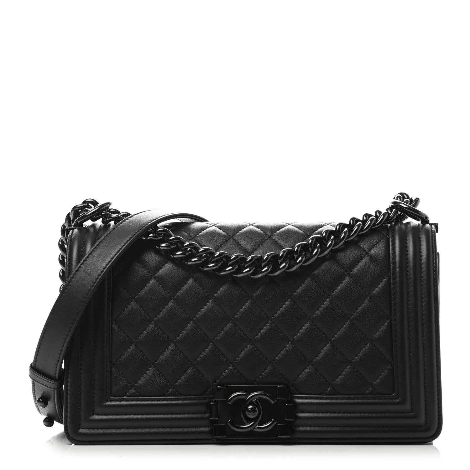 Chanel Calfskin Quilted Medium Boy Flap So Black 1 of 4