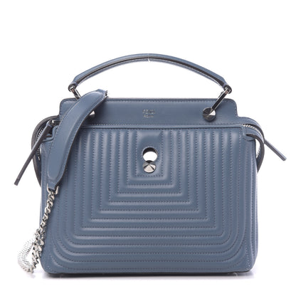 Fendi Shiny Nappa Trapuntata Small DotCom Click Top Handle Chain Satchel Blue 1 of 10