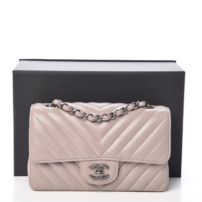 Chanel Iridescent Calfskin Chevron Quilted Mini Rectangular Flap Grey 10 of 10
