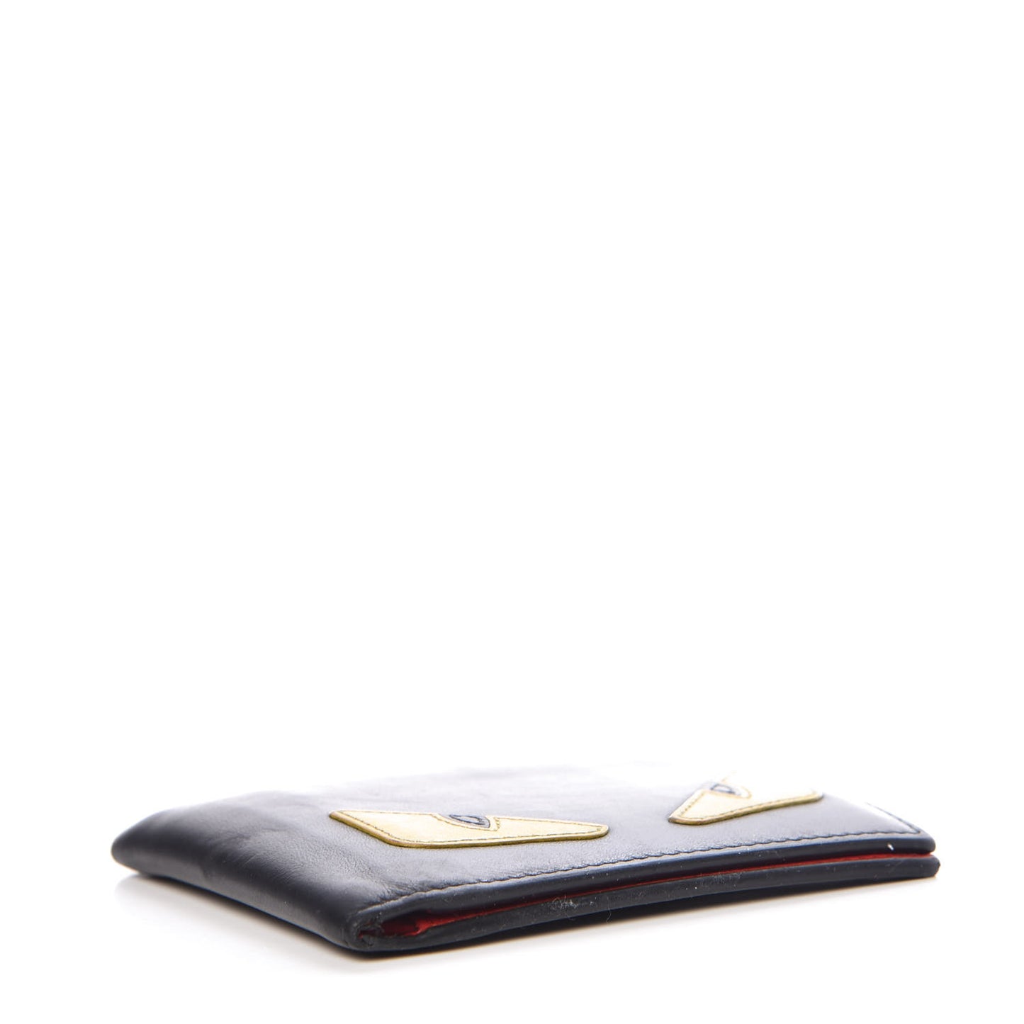 Vitello Century Monster Eyes Inlay Bi-Fold Wallet Black Giallo Rosso
