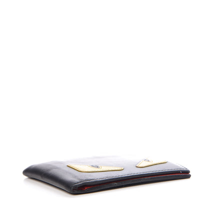 Fendi Vitello Century Monster Eyes Inlay Bi-Fold Wallet Black Giallo Rosso 4 of 14