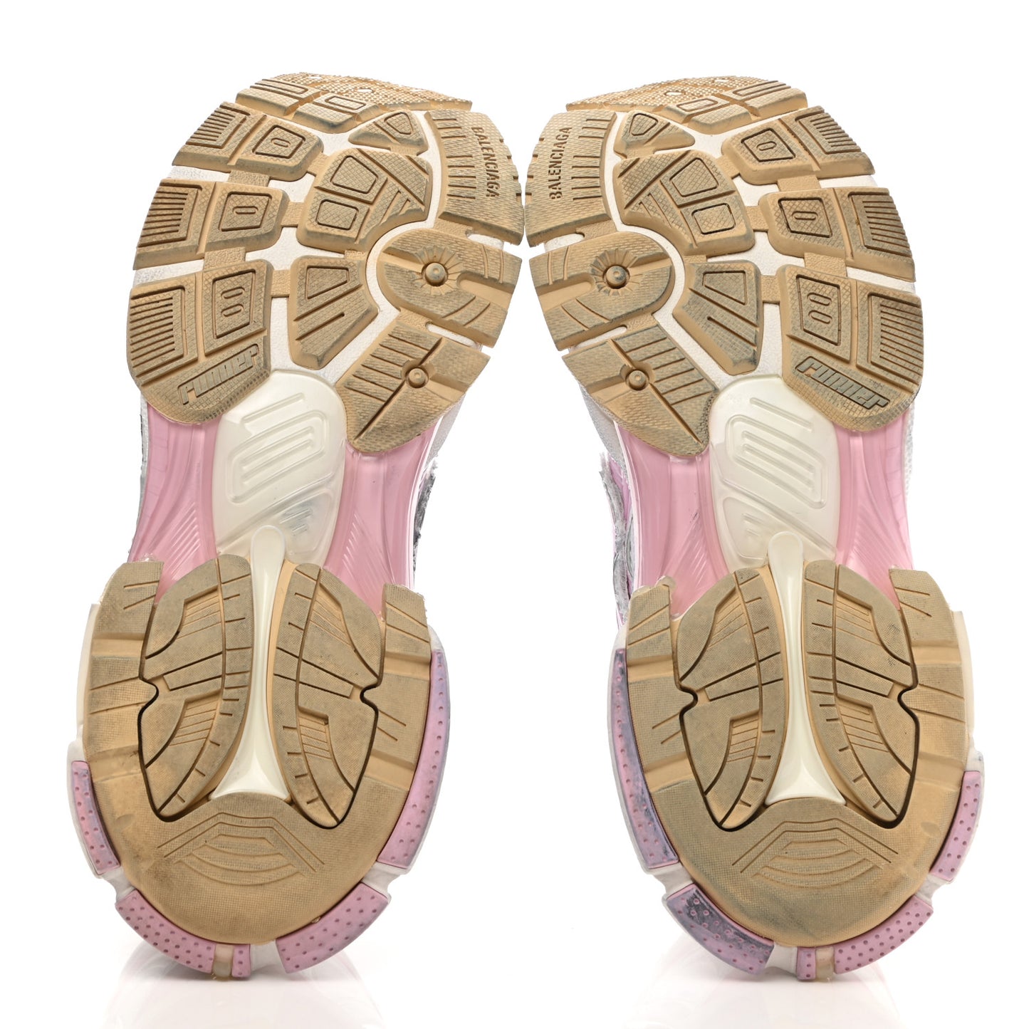 Mesh Rubber Distressed Womens Runner Sneakers 37 White Pink Beige