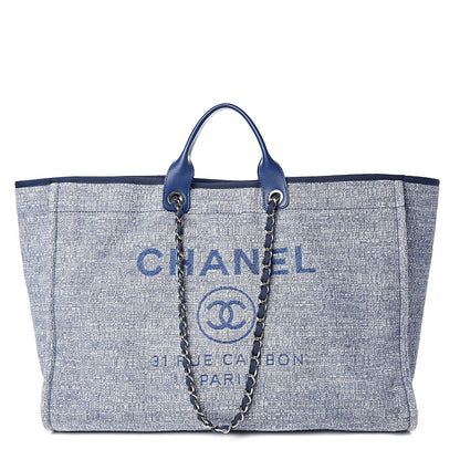 Chanel Canvas Extra Large Deauville Tote Blue 1 of 9