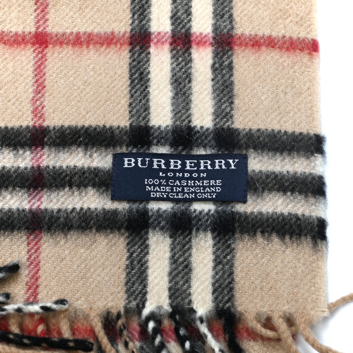 Cashmere Nova Check Fringe Scarf Camel