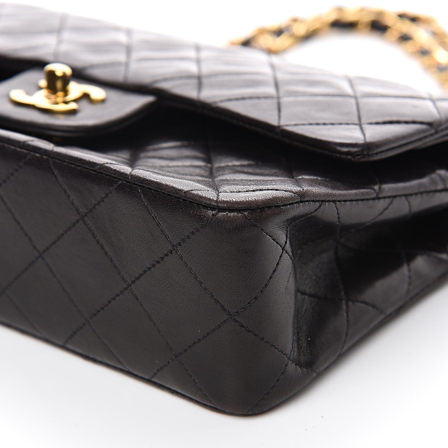 Lambskin Quilted Small Double Flap Black