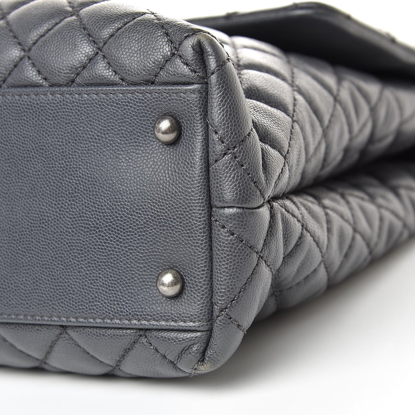 Caviar Quilted Large Coco Handle Flap Grey