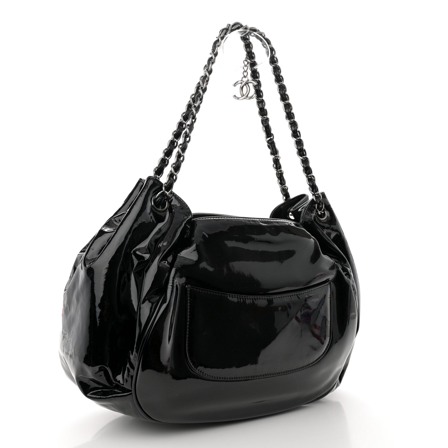Chanel Patent Camellia Shoulder Bag Black 3 of 11