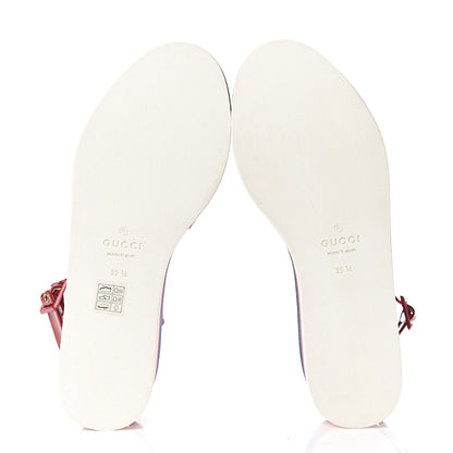 Gucci Patent Cotton Gingham Sefir Espadrille Platform Sandals 39.5 Red White 5 of 12