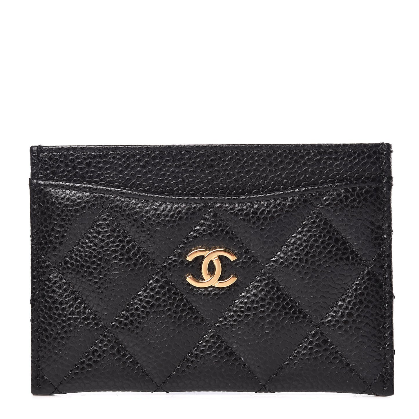 Caviar Quilted Card Holder Black