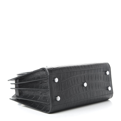 Saint Laurent Calfskin Crocodile Embossed Baby Sac De Jour Black 5 of 9