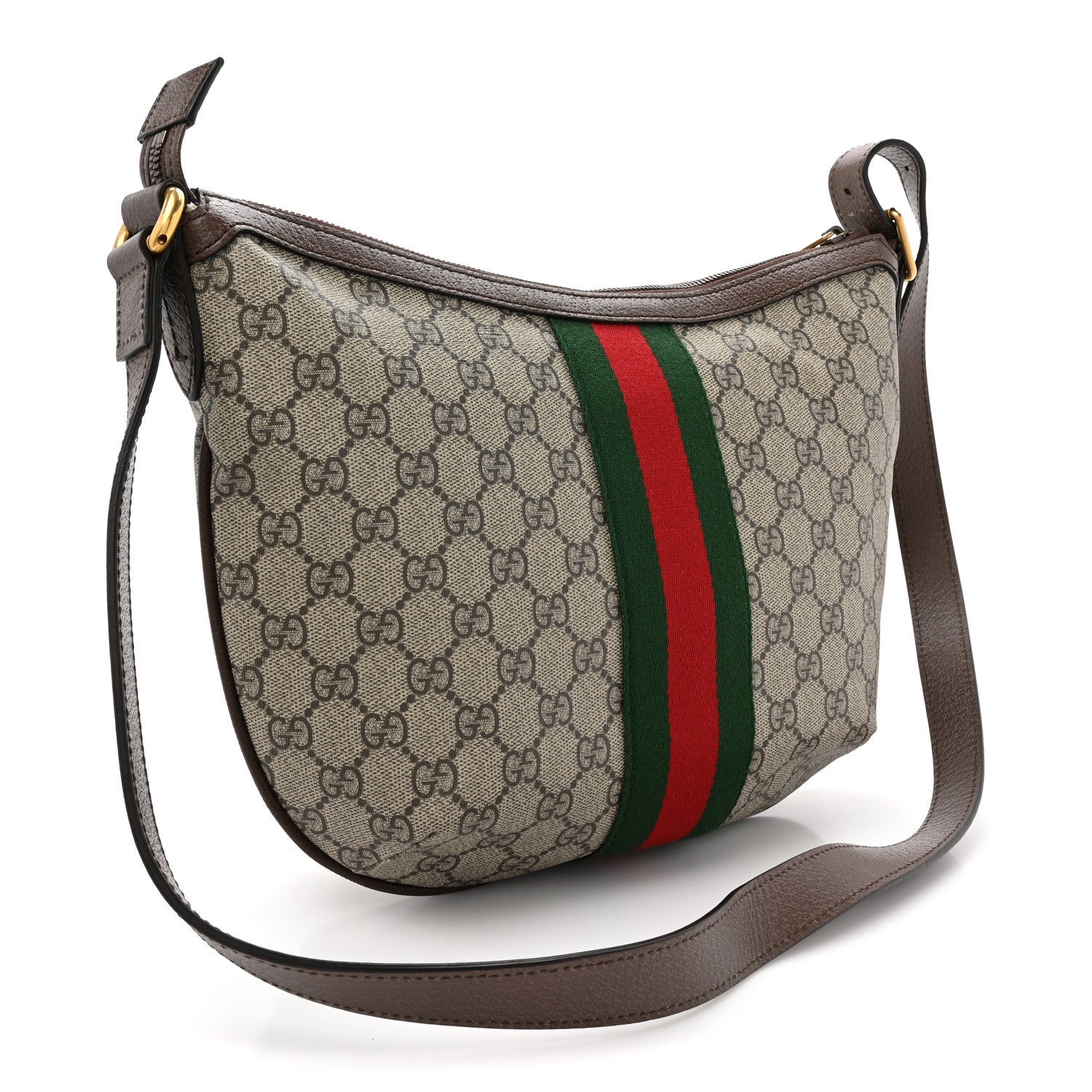 Gucci GG Supreme Monogram Web Small Ophidia Half Moon Hobo Brown 3 of 10