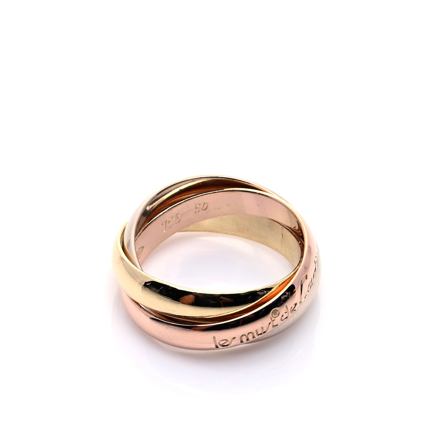 18K Pink Yellow White Gold Classic Les Must De Cartier Trinity Ring 50 5.25