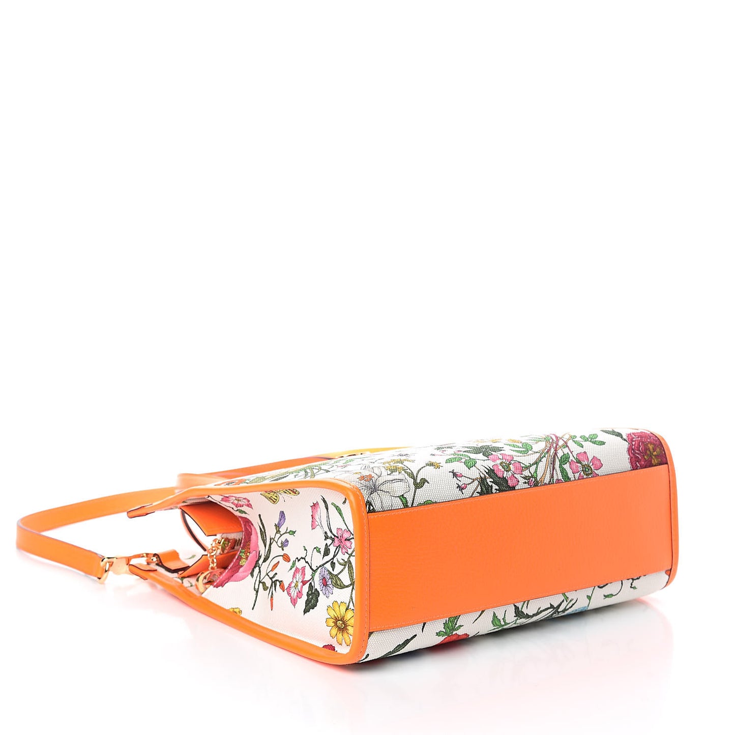 Canvas Medium Flora Tote White Multicolor Orange Fluo