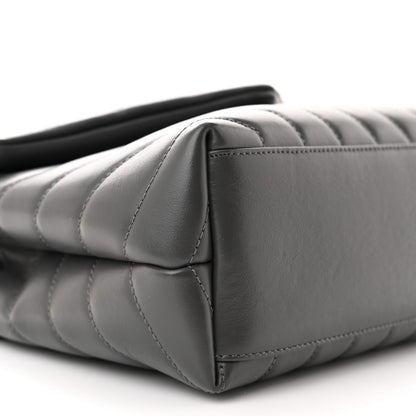 Saint Laurent Calfskin Y Quilted Monogram Small Loulou Chain Satchel Storm 9 of 10