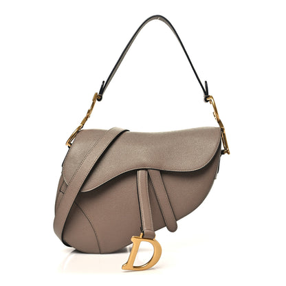 Christian Dior Grained Calfskin Saddle Bag With Strap Warm Taupe 1 of 11