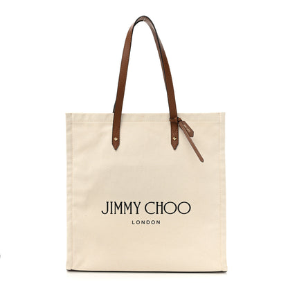 Jimmy Choo Canvas Logo Tote Natural Brown 1 of 11