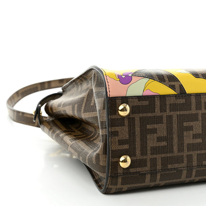 Fendi Glazed Fabric Vitello FF 1974 Hairdo Girls Inlay Mini Peekaboo Iconic Satchel Mogano Panna Multicolor 9 of 12