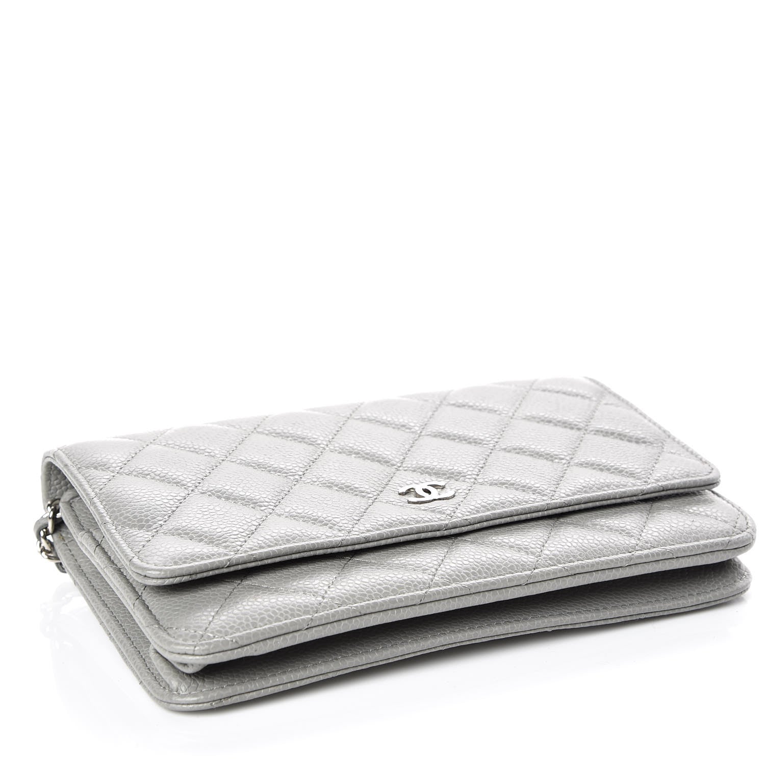 Chanel Caviar Quilted Wallet on Chain WOC Grey 4 of 9