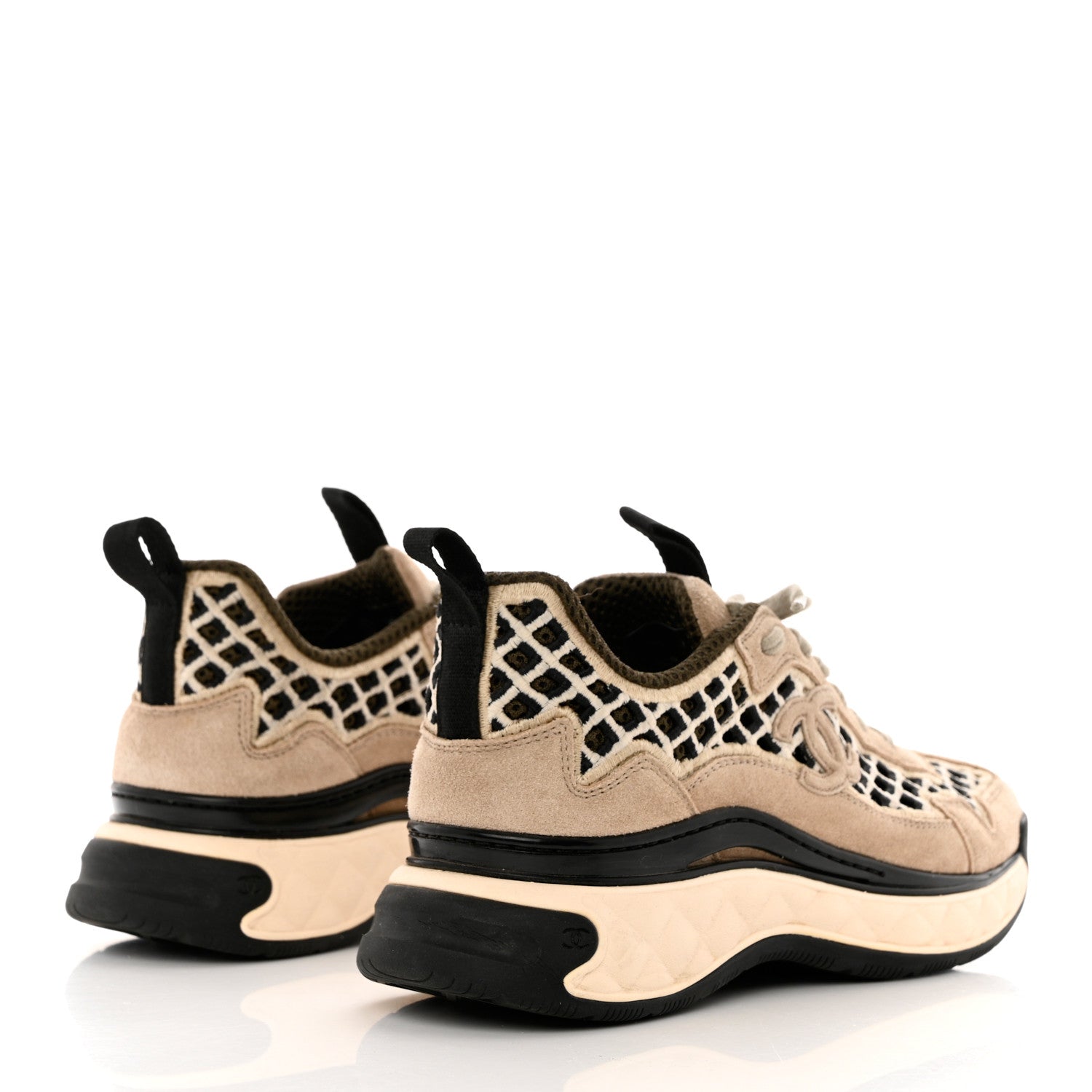 Chanel Suede Calfskin Embroidered CC Sneakers 36 Ecru Light Gray 5 of 12