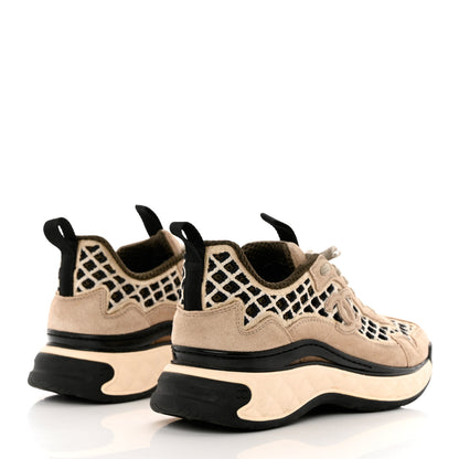Chanel Suede Calfskin Embroidered CC Sneakers 36 Ecru Light Gray 5 of 12