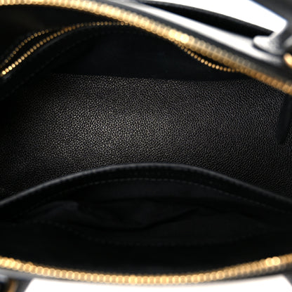Balenciaga Grained Calfskin Logo S Ville Top Handle Bag Black White 5 of 12