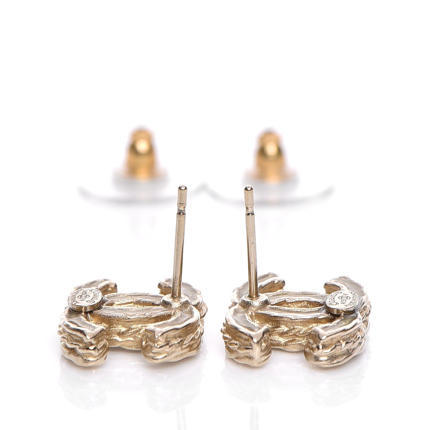 Chanel Crystal Timeless CC Earrings Gold 3 of 5