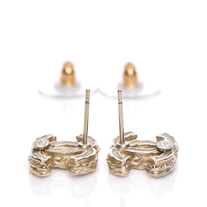 Chanel Crystal Timeless CC Earrings Gold 3 of 5