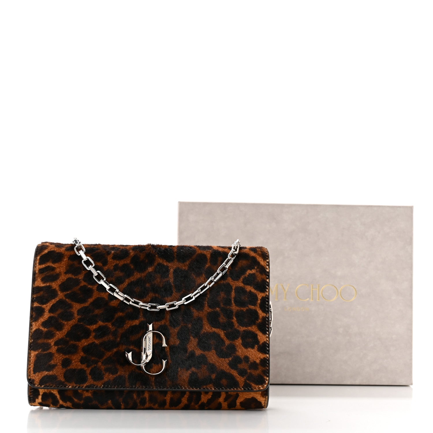 Jimmy Choo Pony Hair Leopard Varenne Chain Clutch Natural 13 of 13
