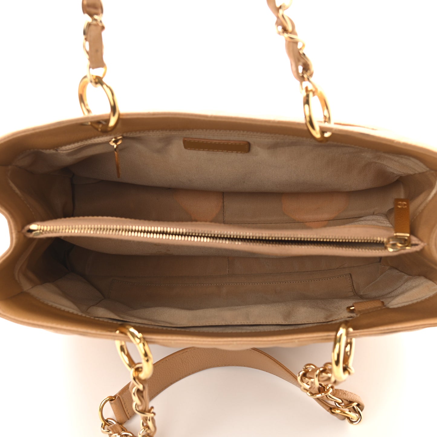 Caviar Quilted Grand Shopping Tote GST Beige