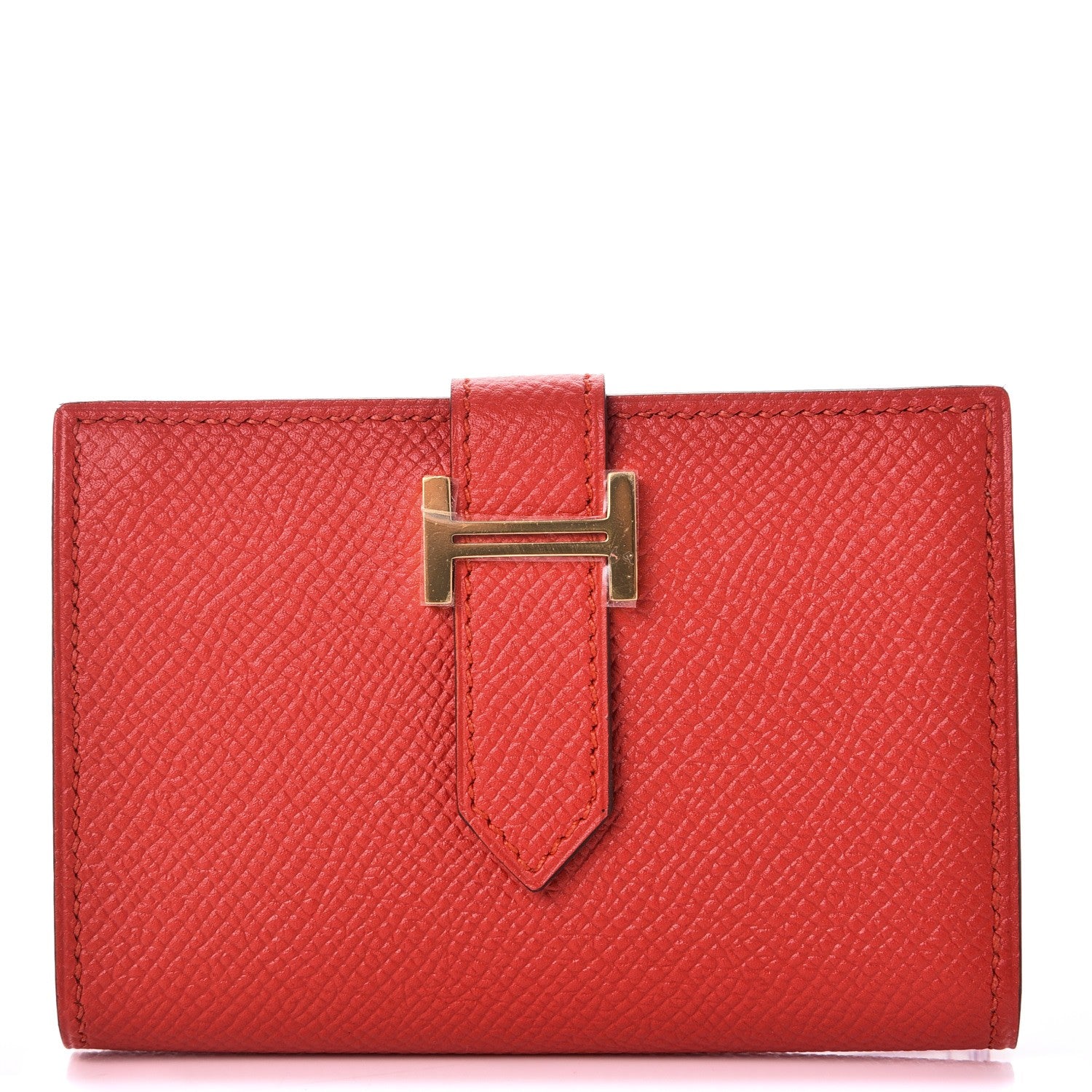 Hermes Epsom Bearn Card Holder Wallet Rouge Tomate 1 of 8
