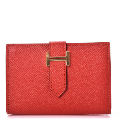 Hermes Epsom Bearn Card Holder Wallet Rouge Tomate 1 of 8
