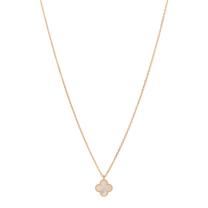 Van Cleef & Arpels 18K Yellow Gold Mother of Pearl Sweet Alhambra Pendant Necklace 1 of 6