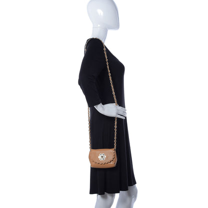 Mulberry Soft Matte Pebbled Goatskin Mini Cecily Flower Lock Crossbody Bag Biscuit 2 of 9