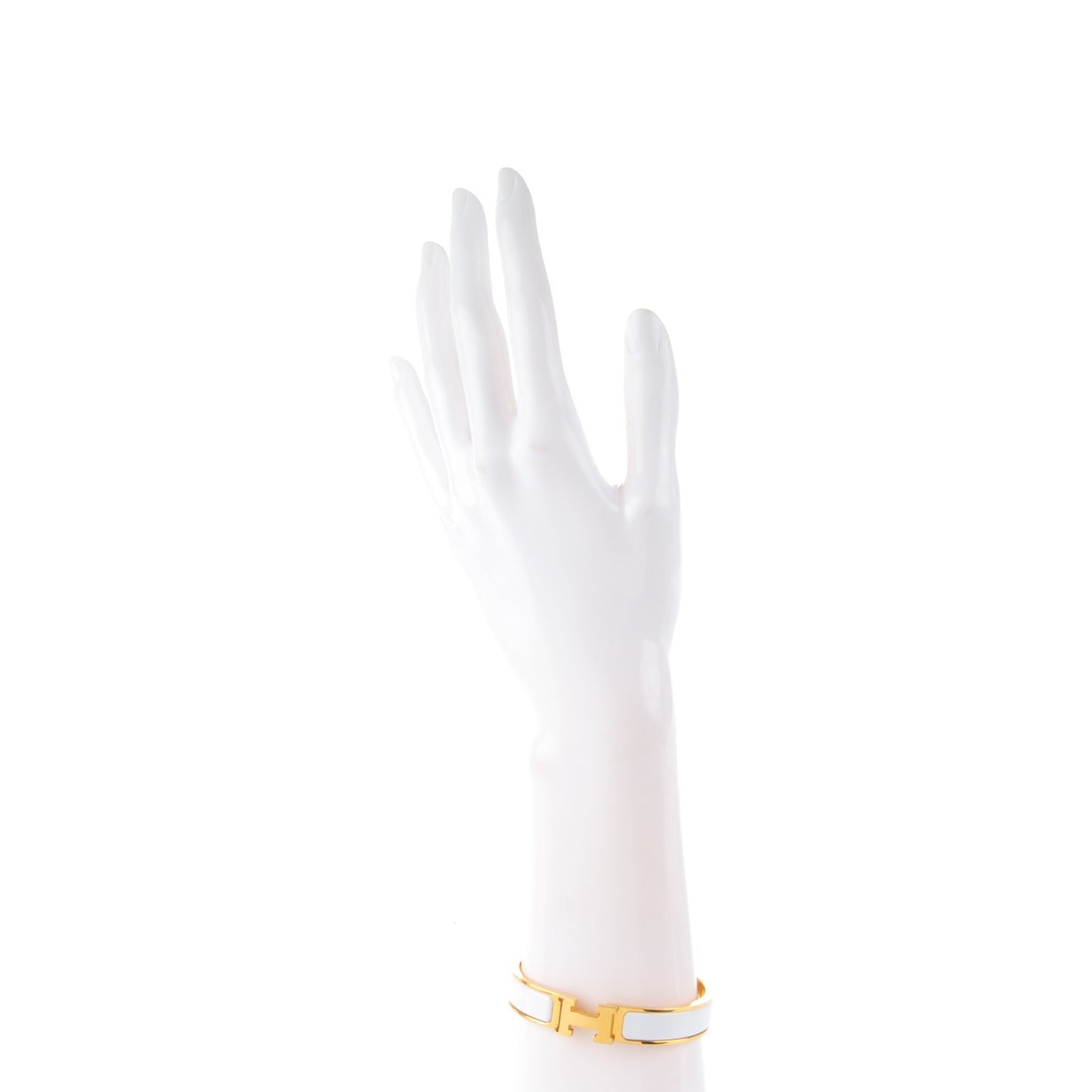 Enamel Narrow Clic Clac H Bracelet PM White