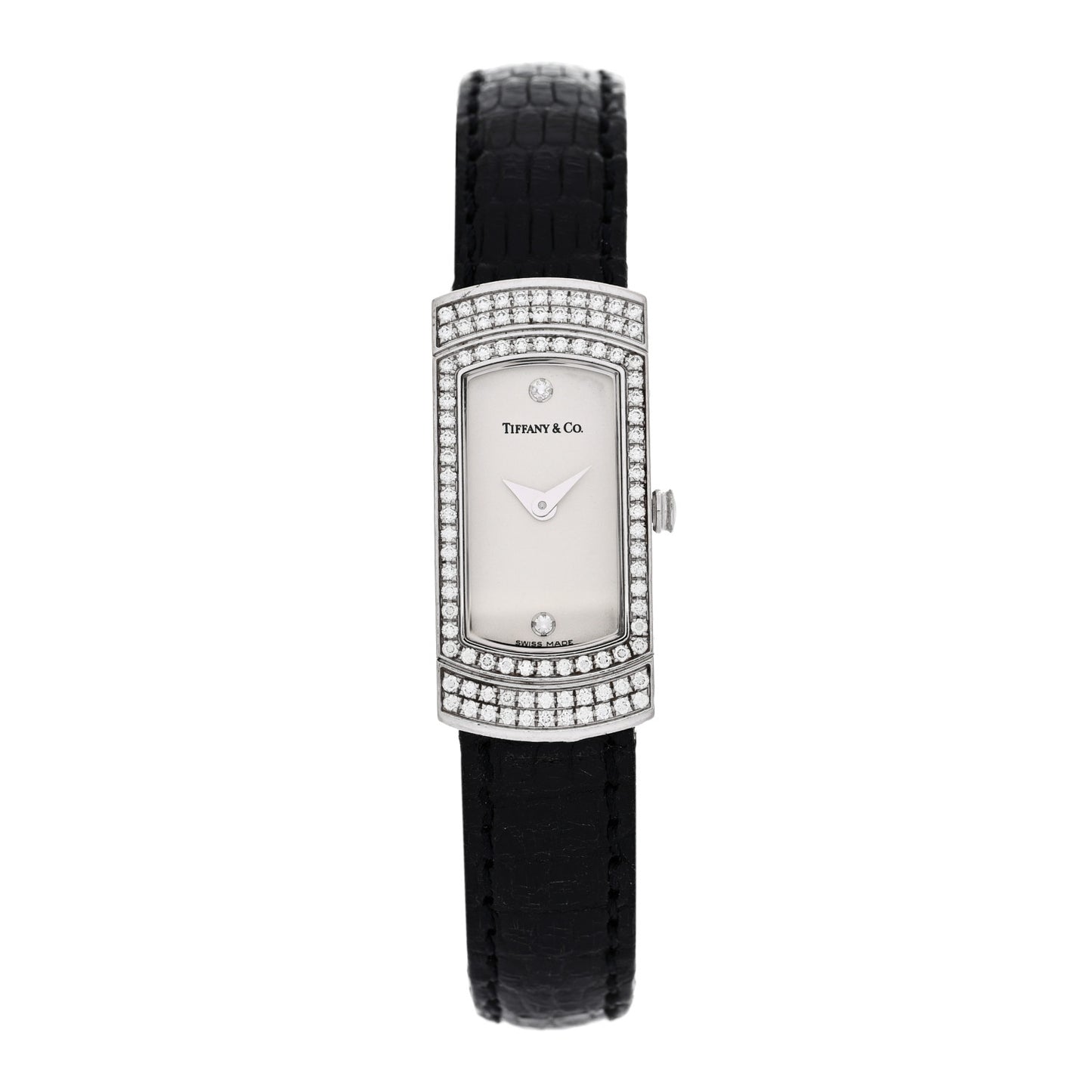 18K White Gold Alligator Diamond Bezel 14mm Cocktail Quartz Watch