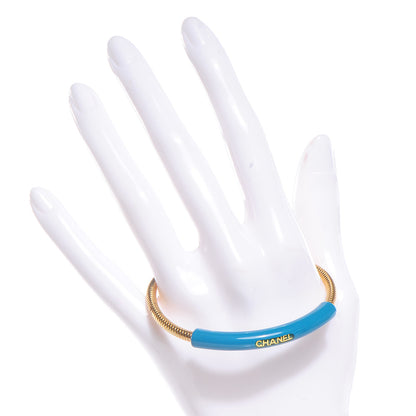 Chanel Resin Snake Chain Bracelet Gold Blue 2 of 6