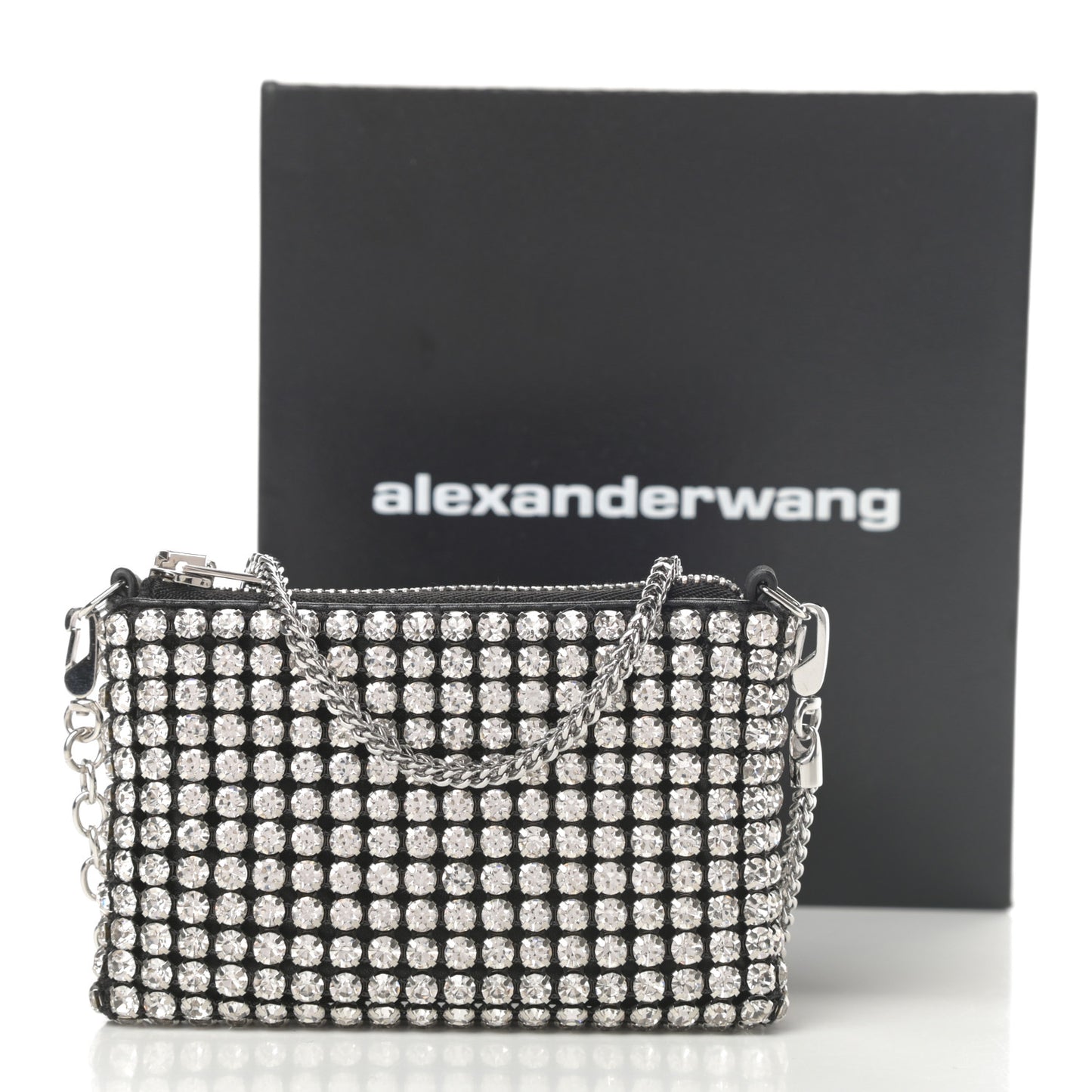 Mesh Crystal Rhinestone Nano Heiress Shoulder Bag Black Silver