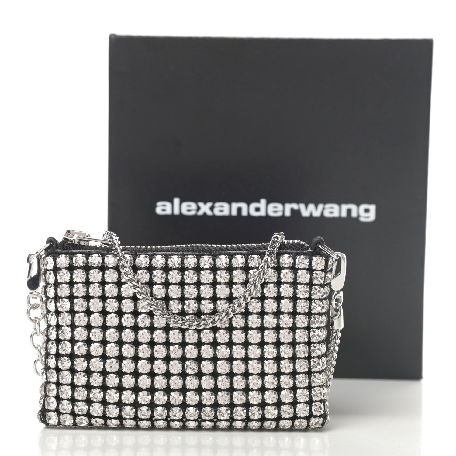 Alexander Wang Mesh Crystal Rhinestone Nano Heiress Shoulder Bag Black Silver 11 of 11