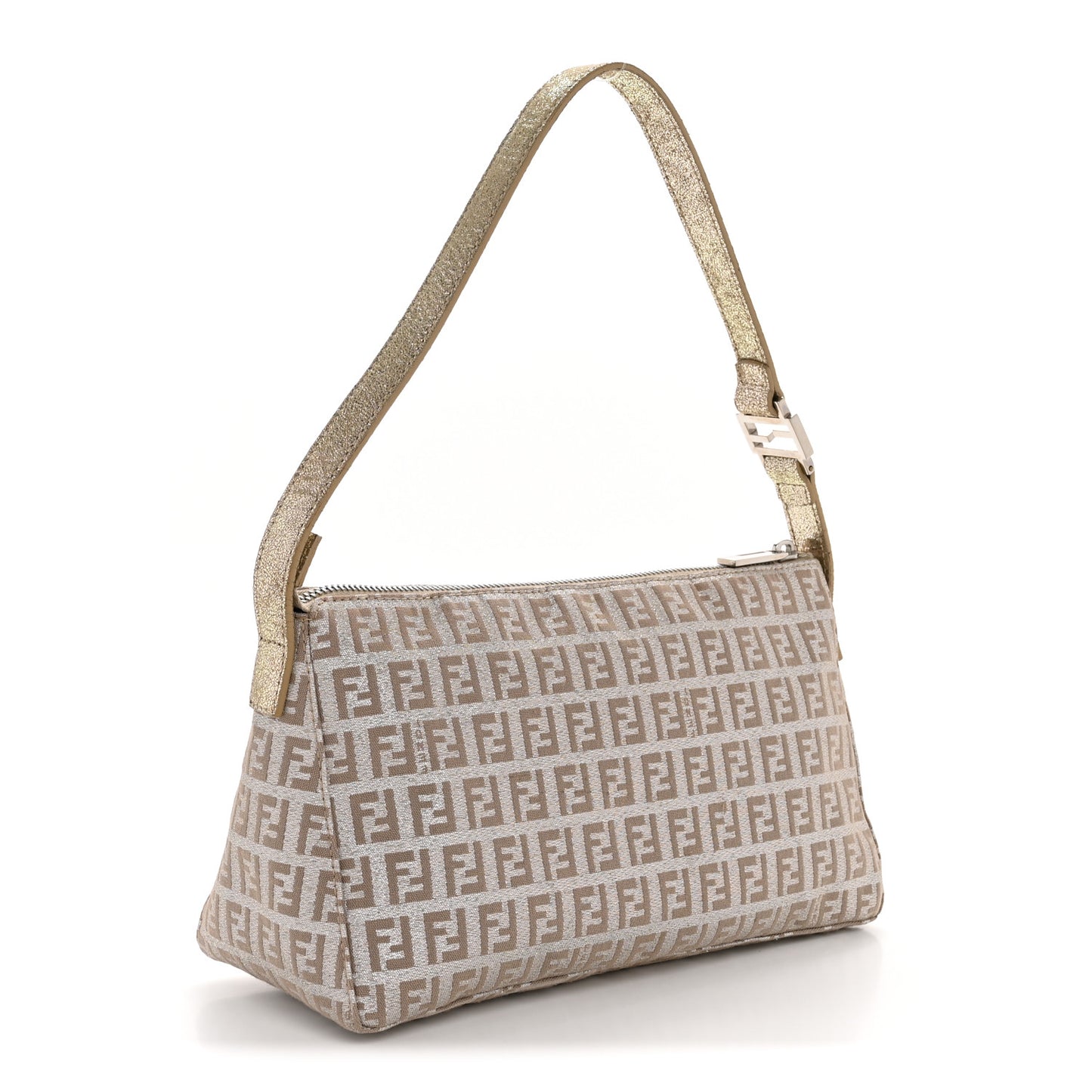 Metallic Jacquard Zucchino Vitello Pochette Cipria Argento Grigio